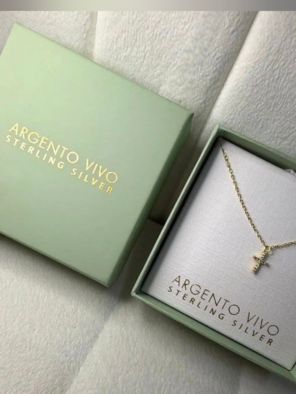 Argento Vivo Sterling Silver Gold Cross Pendant Necklace - Gold